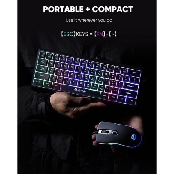 HI600 HIWINGS 60% Gaming Keyboard and Mouse Kit RGB Lighting NEW SEALED - Picture 4 of 8